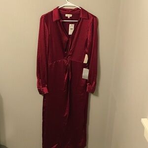 Elegant Red Satin Dress